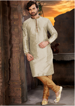 Off White Color Silk Fabric Kurta Set